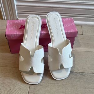 Wild Diva White Slide Mules - Open Toe Casual Slides
